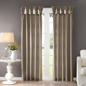 Madison Park Pewter Emilia Solid Twist Tab Lined Window Curtain 50" x 120"